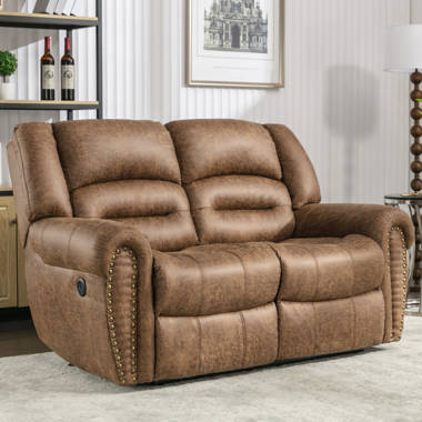 Latitude Run Ethellee 80.3 Wide Modern and Overstuffed Breathable Vegan Leather Manual Reclining Sofa Reviews Wayfair